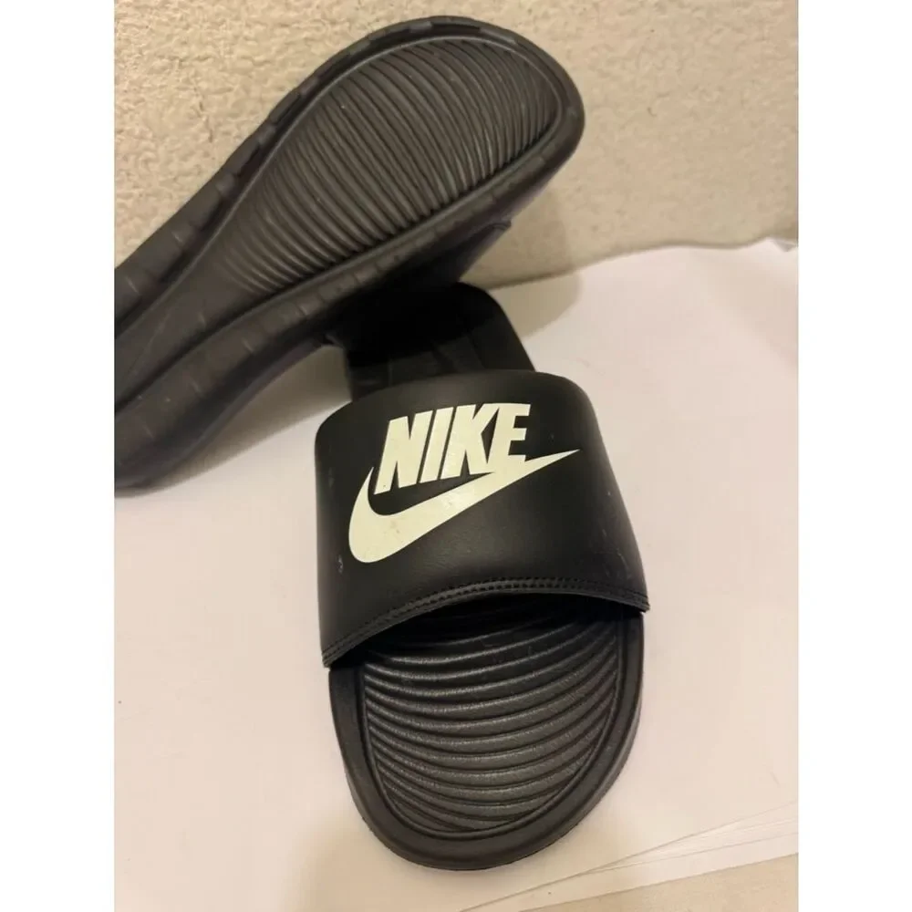 NIKE VICTORI ONE SLIDE BLACK / WHITE BLACK SLIDES SLIDE ON SANDAL size 12
